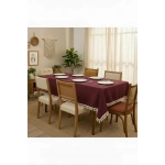 Bordo Pamuk Keten Şerit Ponponlu Masa Örtüsü