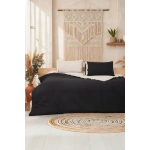 Ham Siyah Çift Taraflı Tek Kişilik Nevresim Seti