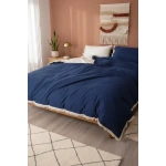 Ham Lacivert Çift Taraflı Tek Kişilik Nevresim Seti