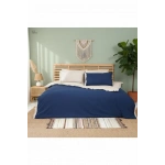 Ham Lacivert Çift Taraflı Tek Kişilik Nevresim Seti