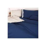 Ham Lacivert Çift Taraflı Tek Kişilik Nevresim Seti