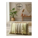 Sarı Kahverengi Dantelli Kırlent 2 Adet Kırlent Kılıfı (35 x 55)