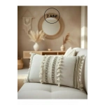 Özel Tasarım Kahverengi Dantelli Krem Kırlent 2 Adet Kırlent Kılıfı [35x55]