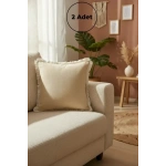 Sarı Püsküllü Kırlent 2 Adet Kırlent Kılıfı (43 x 43)