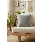 Gri Püsküllü Kırlent 2 Adet Kırlent Kılıfı 43 X 43