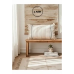 Özel Tasarım Runner Dantelli Keten Krem Kırlent 2 Adet Kırlent Kılıfı (35x55)