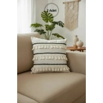 Özel Tasarım Siyah Şeritli Keten Krem Kırlent 2 Adet Kırlent Kılıfı