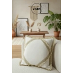 Özel Tasarım Keten Krem Kırlent 2 Adet Kırlent Kılıfı