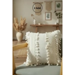 Özel Tasarım Ham Kalın Dantelli Keten Kırlent 2 Adet Kırlent Kılıfı (43 x 43)