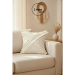 Özel Tasarım Kokoş Keten Kırlent 2 Adet Kırlent Kılıfı (43 x 43)