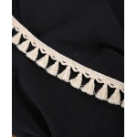 Premium Siyah Keten Ham Ponponlu Masa Örtüsü