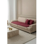 Luxury Keten Koltuk Pedi / Şiltesi [Kırlentli] - Bordo