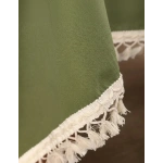 Premium Keten Haki Ponponlu Masa Örtüsü