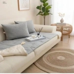 Çift Taraflı Keten Koltuk Pedi / Şiltesi [Kırlentli] - Antrasit-Krem