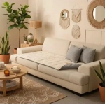 Çift Taraflı Keten Koltuk Pedi / Şiltesi [Kırlentli] - Antrasit-Krem