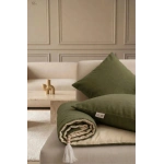 Luxury Çift Taraflı Keten Koltuk Pedi / Şiltesi [Kırlentli] - Haki-Krem