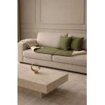 Luxury Çift Taraflı Keten Koltuk Pedi / Şiltesi [Kırlentli] - Haki-Krem