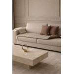 Luxury Çift Taraflı Keten Koltuk Pedi / Şiltesi [Kırlentli] - Kahverengi-Bej