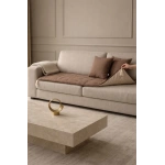 Luxury Çift Taraflı Keten Koltuk Pedi / Şiltesi [Kırlentli] - Kahverengi-Bej