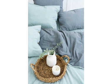 Tek Kişilik %100 Pamuk Ranforce Nevresim Takımı – 160x220 cm Açık Mavi Lastikli Çarşaflı