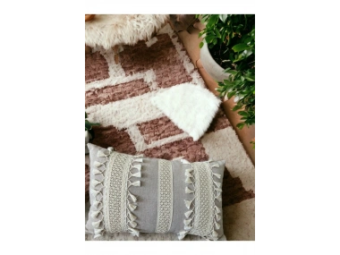 Özel Tasarım Tekli Bej Kırlent Kılıfı 35x55