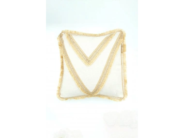 Özel Tasarım Tekli Keten Krem Kırlent Kılıfı 43x43