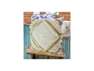 Özel Tasarım Tekli Keten Krem Kırlent Kırlent Kılıfı 43x43