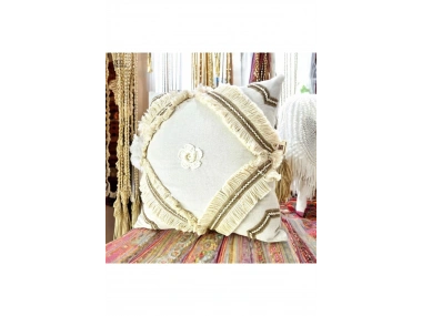 Özel Tasarım Tekli Keten Krem Kırlent Kırlent Kılıfı 43x43