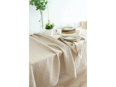 Organik Ham Keten Krem Masa Örtüsü