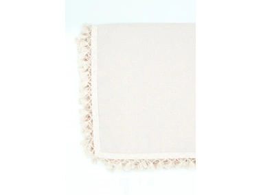 Organik Ham Keten Krem Ponponlu Masa Örtüsü