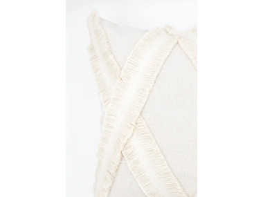 Özel Tasarımkare Çapraz Kokoş Tekli Keten Krem Kırlent Kılıfı 43x43