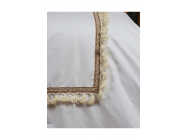 Beyaz Ponponlu %100 Pamuk Tek Kişilik Nevresim Takımı