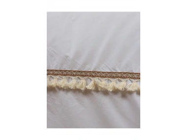 Beyaz Ponponlu %100 Pamuk Tek Kişilik Nevresim Takımı