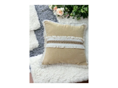 Sarı Keten Kalın Dantel Kırlent Kırlent Kılıfı