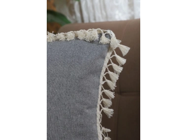 Gri Antrasit Ponponlu Kırlent43 X 43