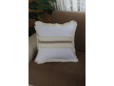 Beyaz Kalın Dantel Kırlent Kırlent Kılıfı 43 X 43