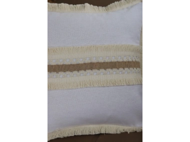 Beyaz Kalın Dantel Kırlent Kırlent Kılıfı 43 X 43