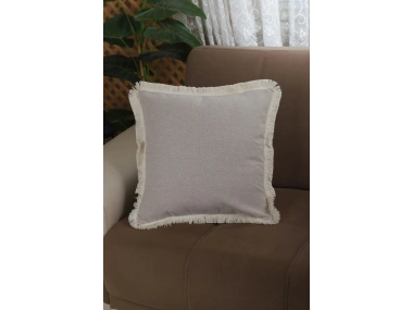 Bej Püsküllü Kırlent Kırlent Kılıfı 43 X 43