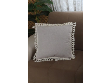 Bej Ponponlu Kırlent Kırlent Kılıfı