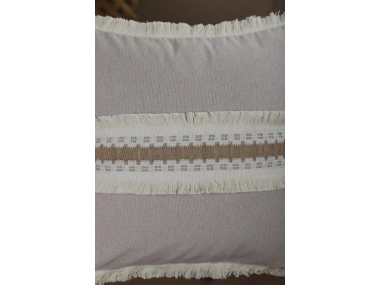 Keten Bej Kalın Dantel Kırlent Kırlent Kılıfı 43 X 43
