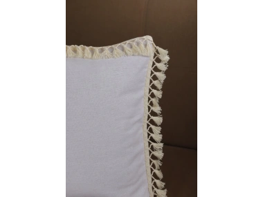 Keten Beyaz Ponponlu Kırlent Kırlent Kılıfı 43 X 43