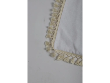 Keten Beyaz Ponponlu Kırlent Kırlent Kılıfı 43 X 43