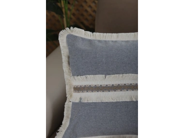 Antrasit Keten Jüt Dantelli Kırlent Kırlent Kılıfı 43 X 43