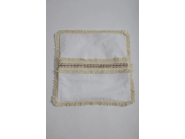 Beyaz Keten Jüt Dantelli Kırlent Kırlent Kılıfı 43 X 43