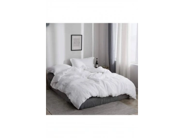 Beyaz Yıkanmış Çift Kişilik Nevresim Yastık Seti (200 X 220)