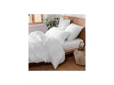 Beyaz Yıkanmış Çift Kişilik Nevresim Yastık Seti (200 X 220)