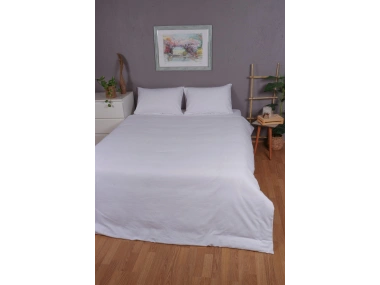 Beyaz Yıkanmış Çift Kişilik Nevresim Yastık Seti (200 X 220)