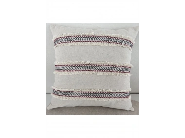 Mini Çift Püsküllü Keten Krem Kırlent Kırlent Kılıfı (43 x 43)