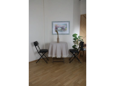 Bej Ham Ponponlu YUVARLAK Masa Örtüsü