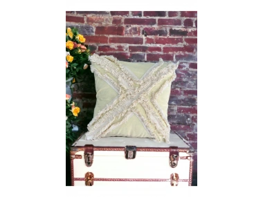 Sarı Renk Keten Çoklu Püsküllü Kırlent Kırlent Kılıfı